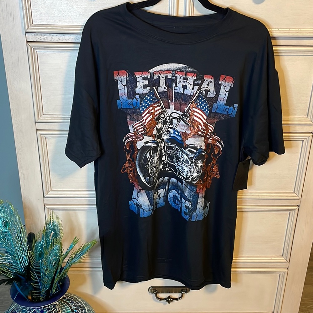 Mens Trust the Science universe size large patriotic motorcycle canvas shirt nwt